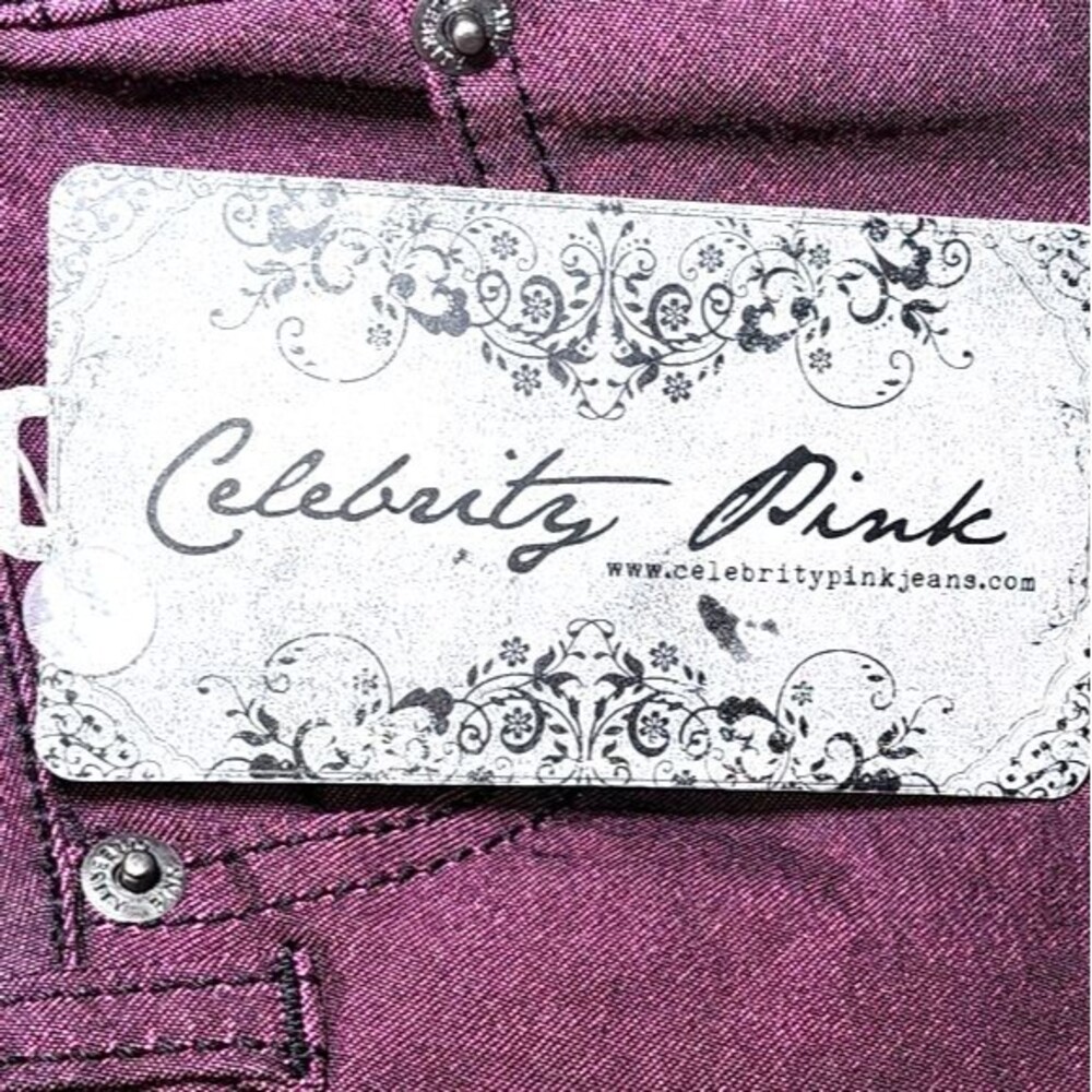 Celebrity Pink Dark Magenta Denim Classic 5 Pocket Skinny Jeans Juniors Size 1 - Picture 8 of 8